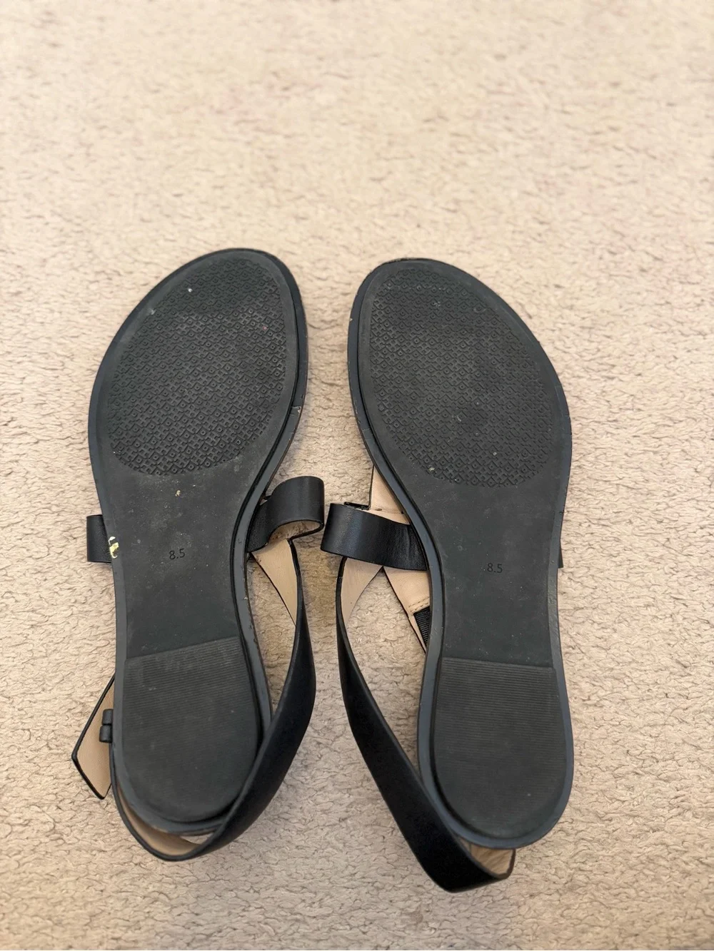 Tory Burch Miller Black Leather Ankle Strap Sandals Gold Logo Size 8.5 - Picture 4 of 4